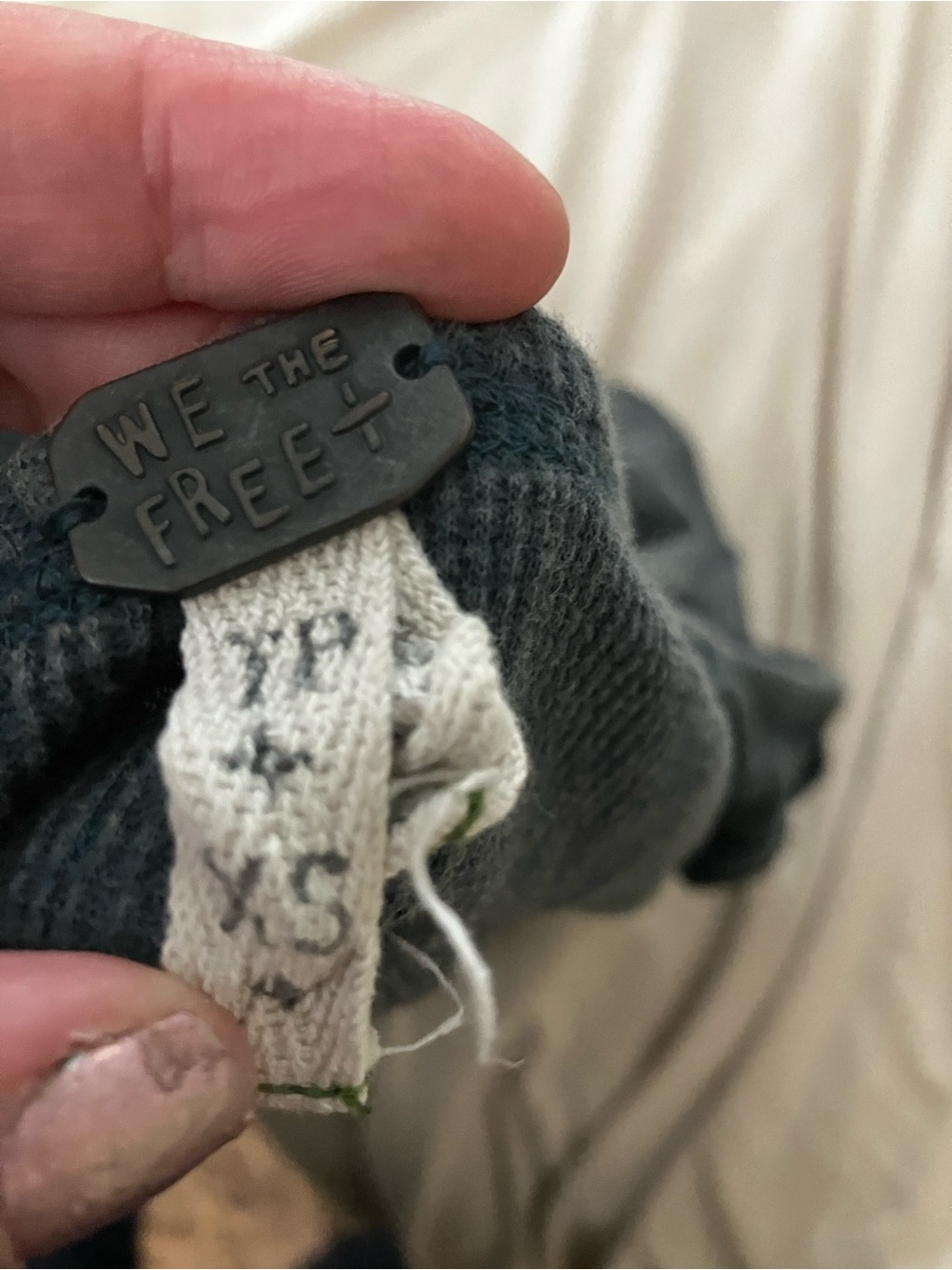 Free People We The Free Thermal Waffle Knit Henley Shirt Gray Women's Size XS - Picture 7 of 15